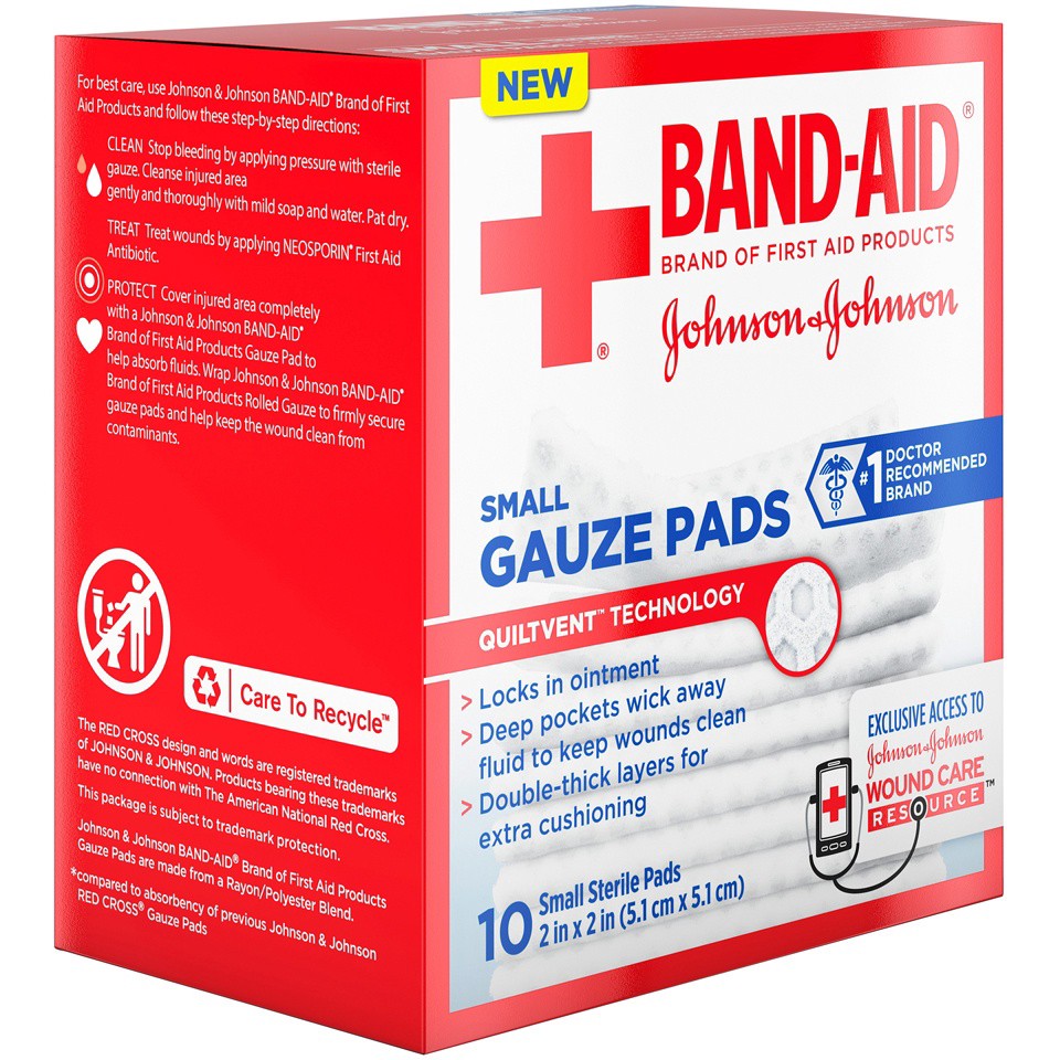 slide 5 of 6, BAND-AID Cushion-Care Gauze Pads Small 10 ea, 10 ct