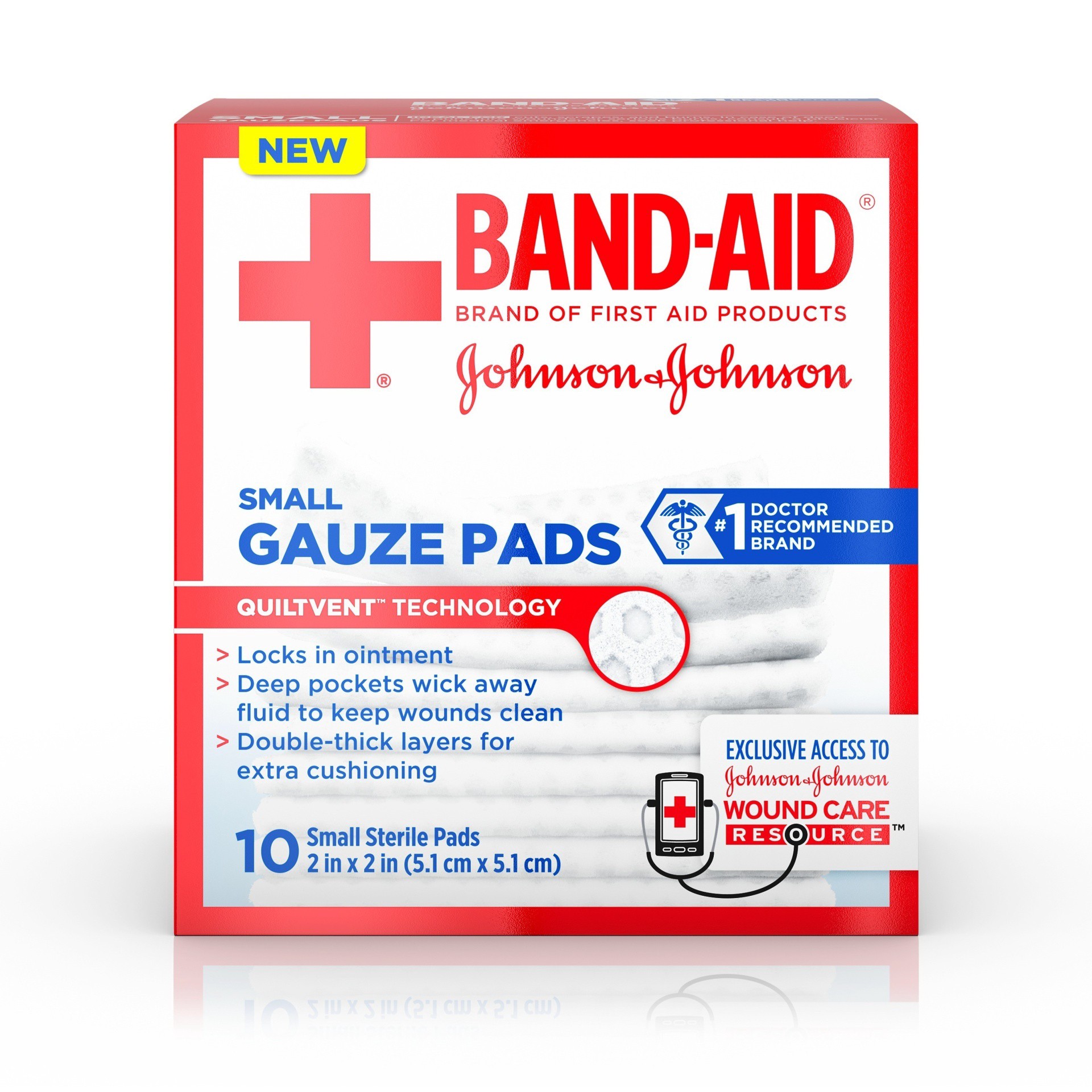 slide 1 of 6, BAND-AID Cushion-Care Gauze Pads Small 10 ea, 10 ct