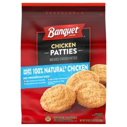 Banquet Breaded Chicken Patties, Frozen Meal, 24 oz.
