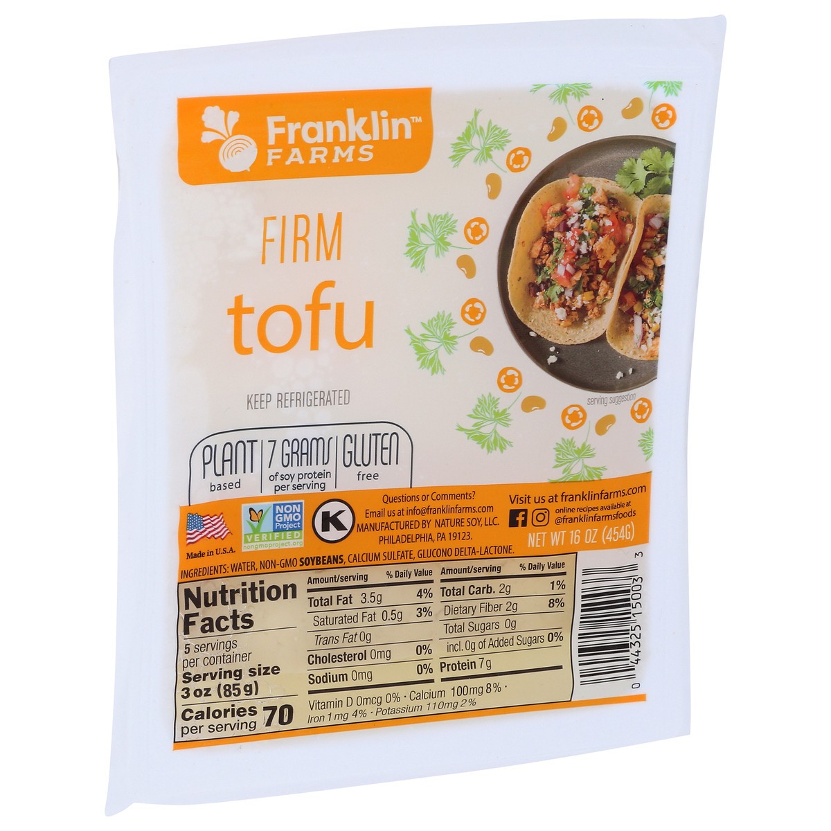 slide 2 of 7, Franklin Farms Firm Tofu, Plant Based, Vegan, 16 oz, 16 oz