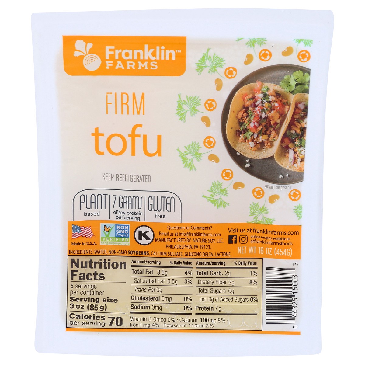 slide 1 of 7, Franklin Farms Firm Tofu, Plant Based, Vegan, 16 oz, 16 oz