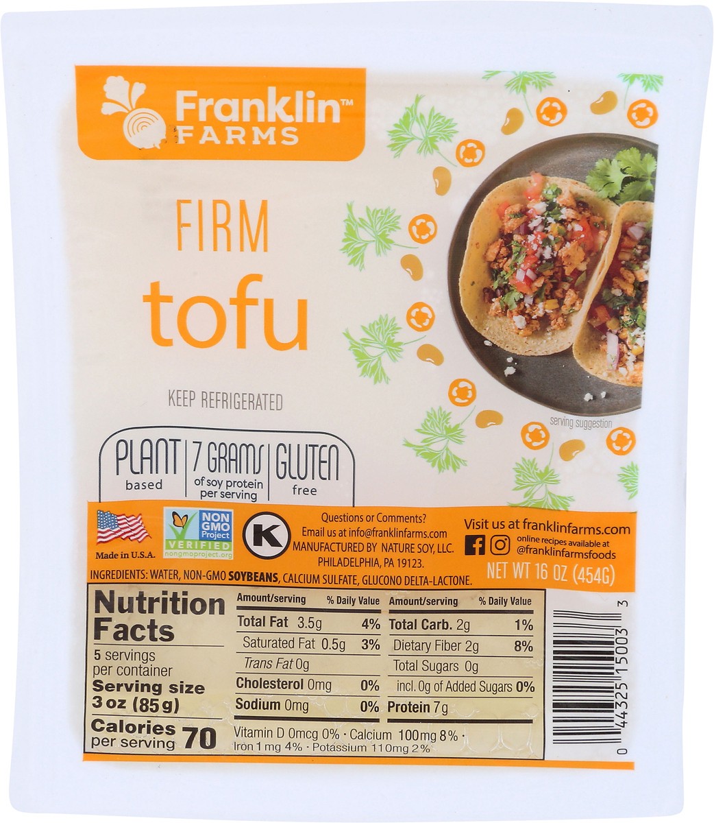 slide 6 of 7, Franklin Farms Firm Tofu, Plant Based, Vegan, 16 oz, 16 oz