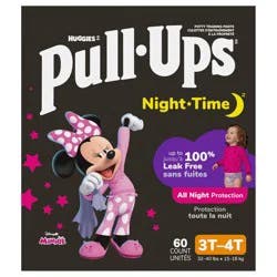 Pull-Ups Girls' Night-Time Potty Training Pants, 3T-4T (32-40 lbs), 60 Ct