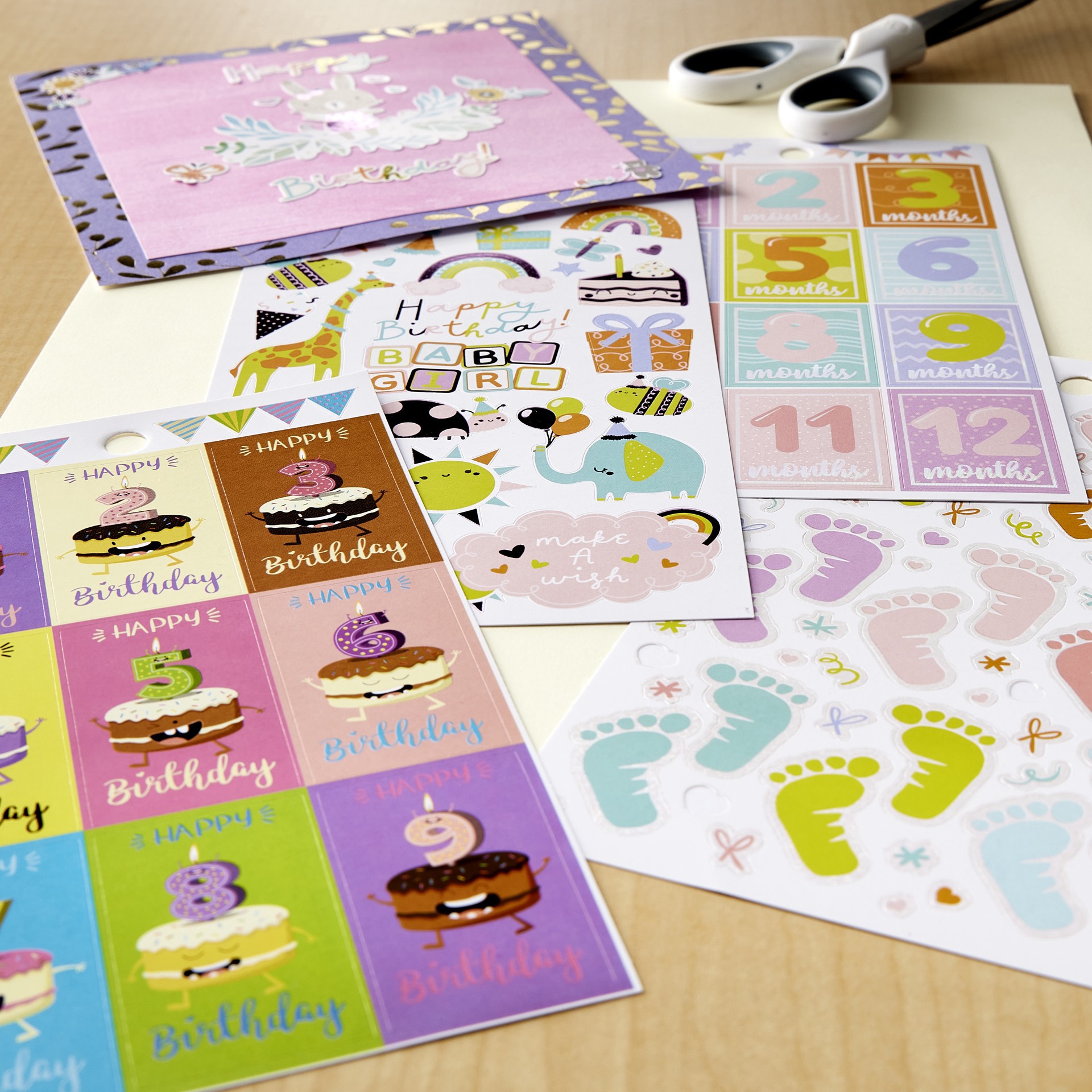 slide 2 of 3, Baby Girl Birthday Sticker Book By Recollections, 4 in x 7 in