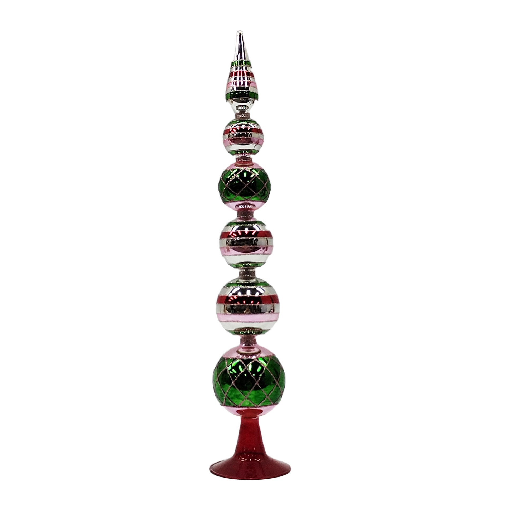 slide 2 of 2, Green & Pink Layered Glass Finial Ornament Tabletop Decor By Ashland, null