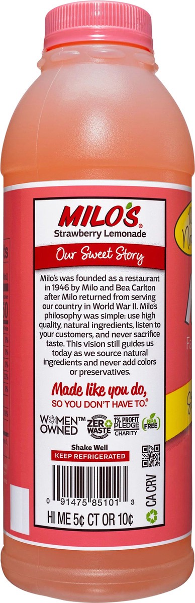 slide 5 of 9, Milo's Strawberry Lemonade - 20 fl oz, 20 fl oz