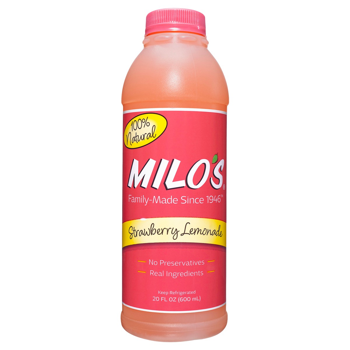 slide 1 of 9, Milo's Strawberry Lemonade - 20 fl oz, 20 fl oz