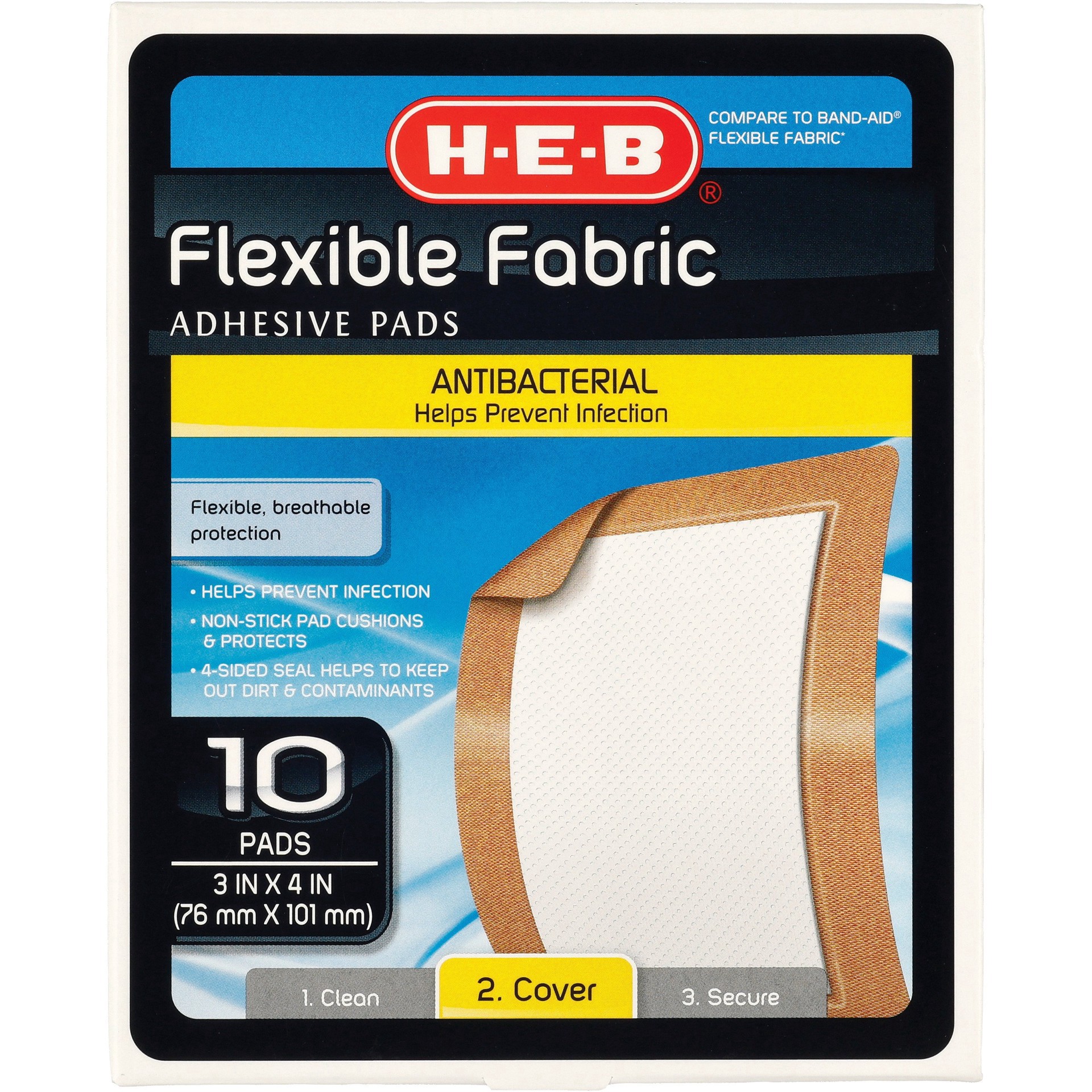slide 1 of 1, H-E-B Flexible Fabric Antibacterial Pads, 10 ct