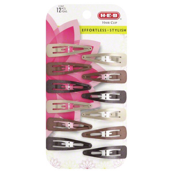 slide 1 of 1, H-E-B Metal Hair Clips Assorted Colors, 12 ct