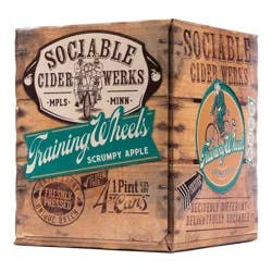 Sociable Cider Werks Sociable Training Wheels Scrumpy Apple Hard Cider - 4 pk / 16 fl oz Cans