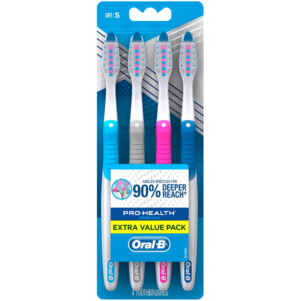 slide 1 of 4, Oral-B Pro-Health Soft Toothbrushes, 4 ct