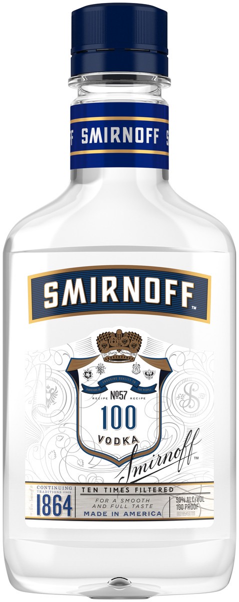 slide 1 of 4, Smirnoff 100 Proof Vodka, 200 ml