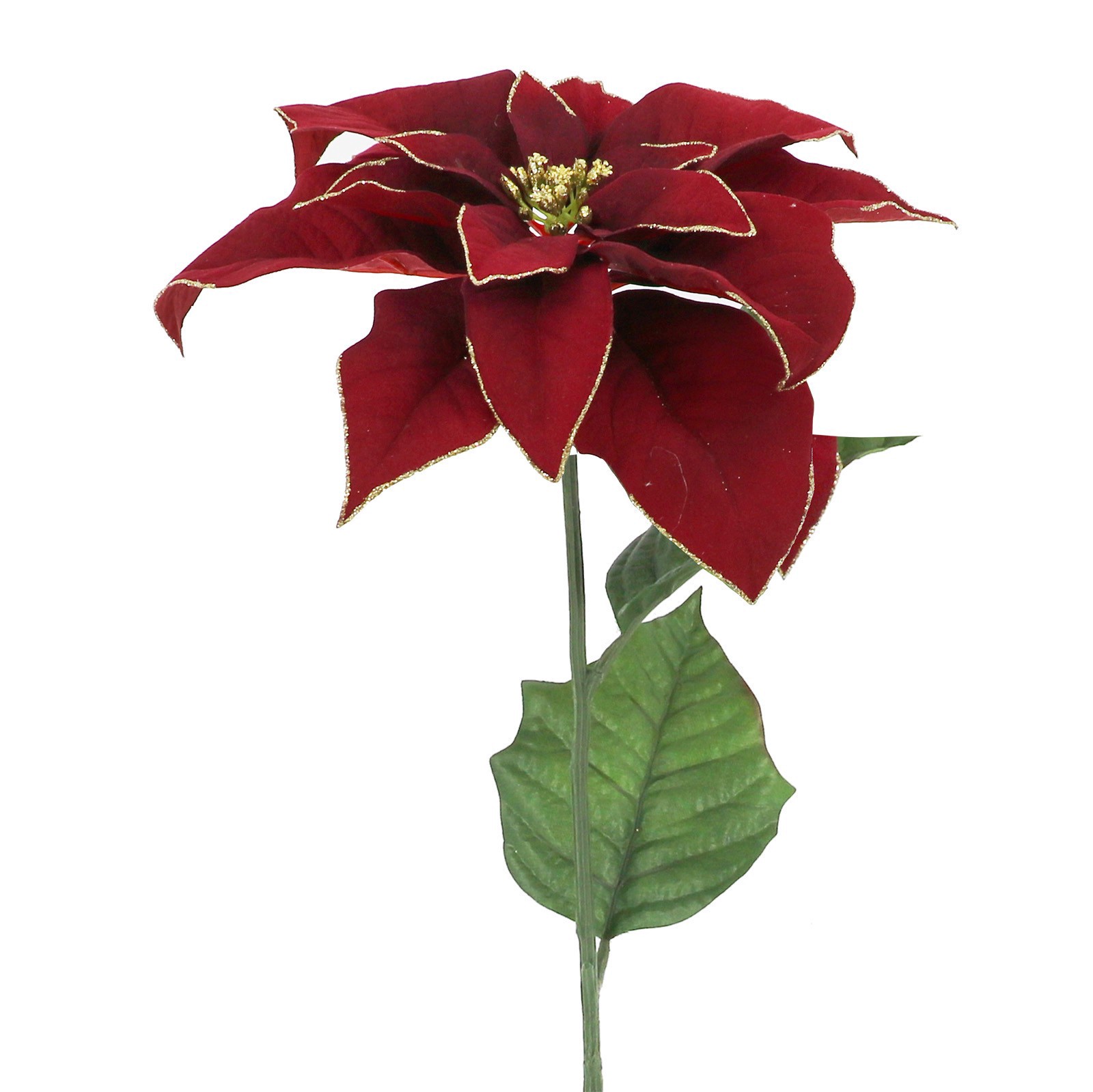 slide 2 of 2, 28" Burgundy With Gold Edges Poinsettia Stem By Ashland, 9 in x 9 in x 28 in