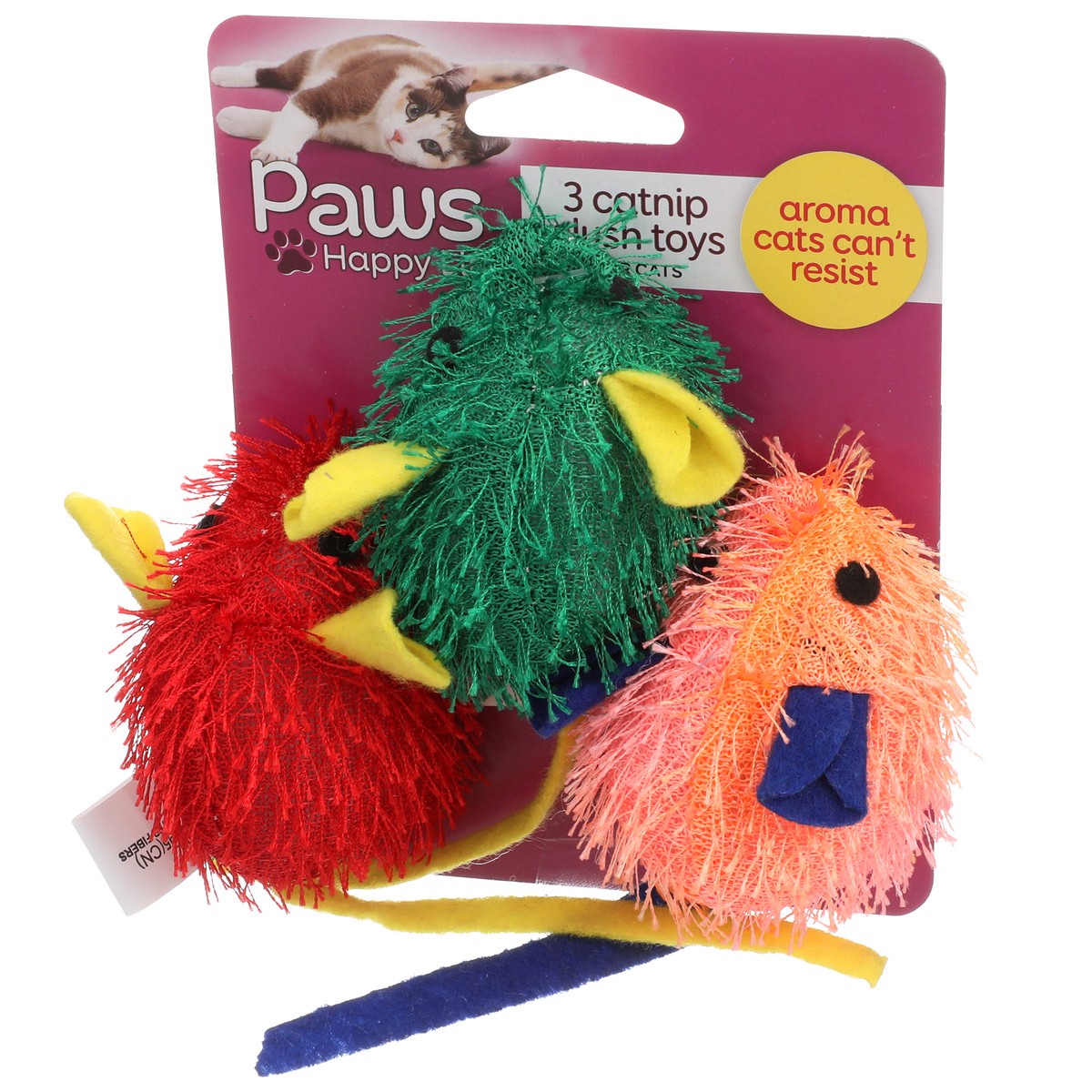 slide 6 of 8, Paws Happy Life Prem Plush Mice with Catnip Cat Toy, 1 ct