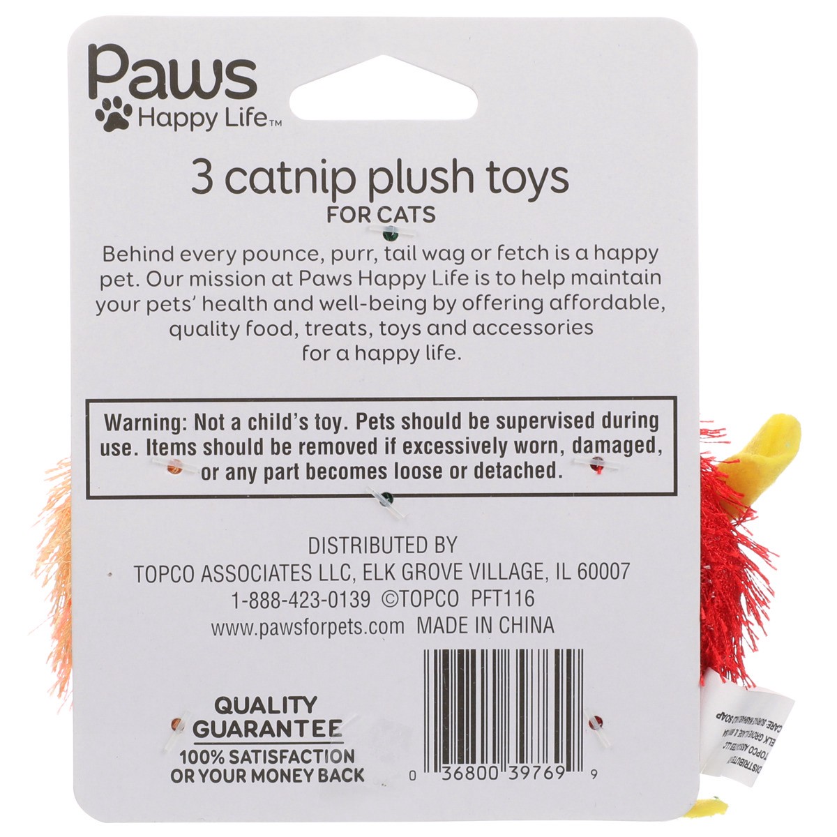 slide 3 of 8, Paws Happy Life Prem Plush Mice with Catnip Cat Toy, 1 ct