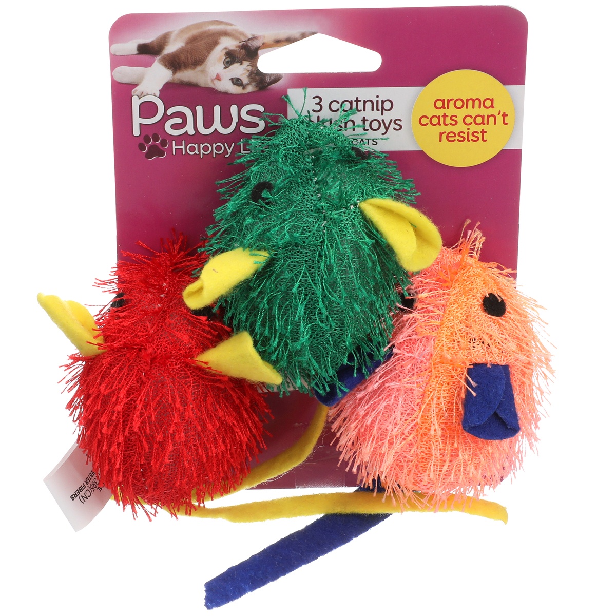 slide 1 of 8, Paws Happy Life Prem Plush Mice with Catnip Cat Toy, 1 ct