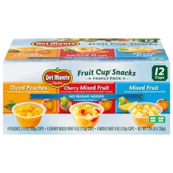 Del Monte No Sugar Added Fruit Cup Snacks Variety Pack, 4 oz Cup (Pack of 12)