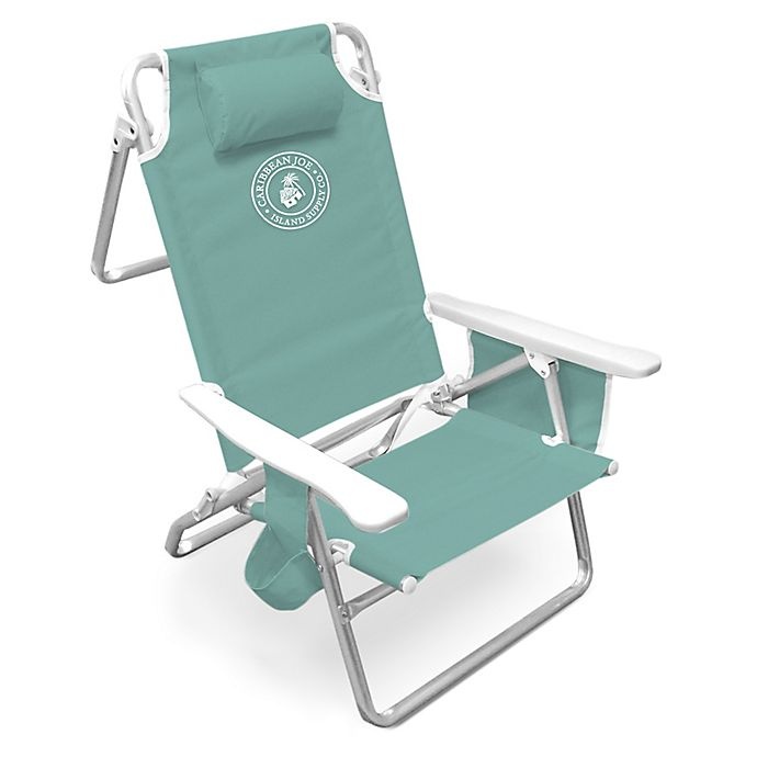 slide 1 of 1, Caribbean Joe Five Position Folding Beach Chair With Pocket Organizer - Mint, 1 ct