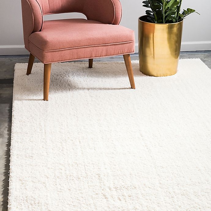 slide 2 of 6, Unique Loom Solid Shag Powerloomed Area Rug - White, 4 ft x 6 ft
