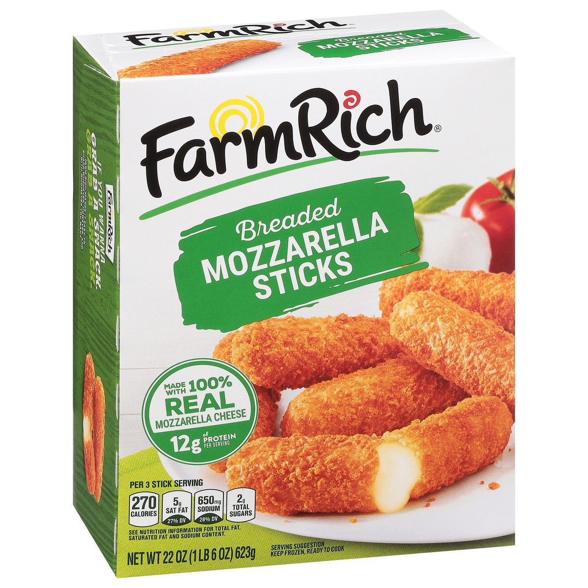 slide 2 of 9, Farm Rich Breaded Mozzarella Cheese Sticks, Frozen, 22 oz, 22 oz