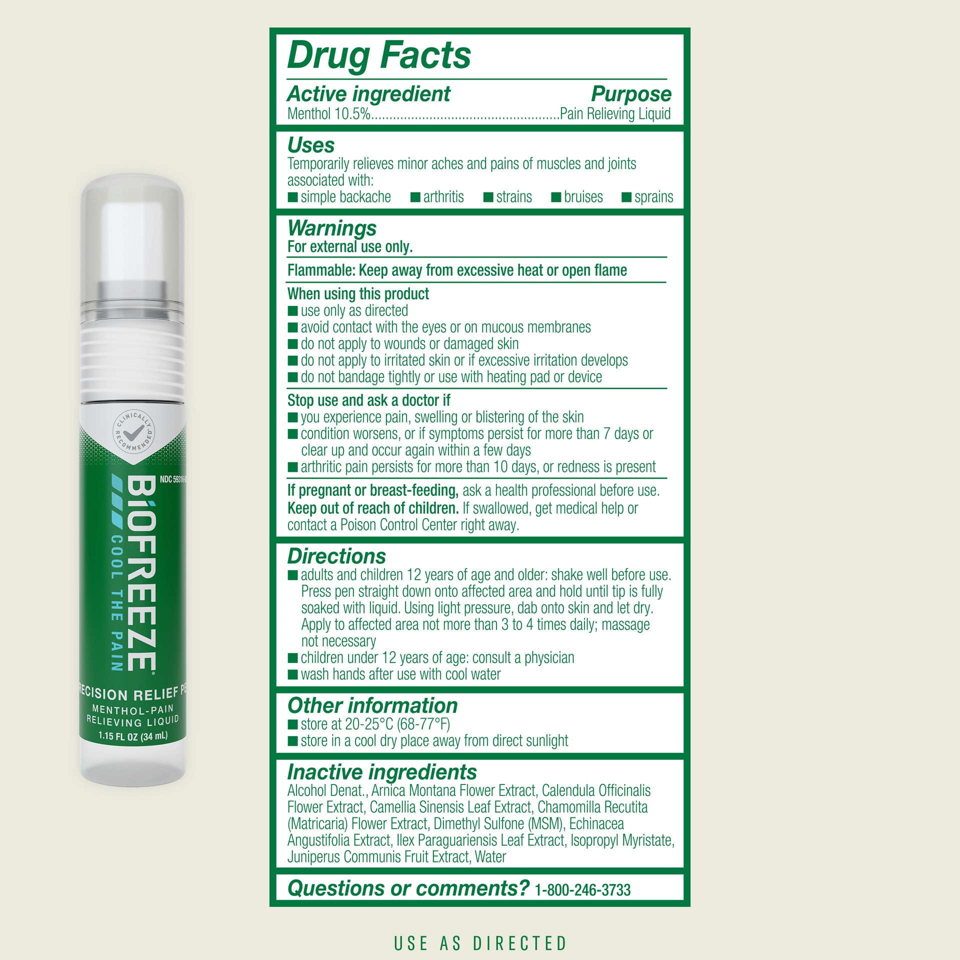 slide 4 of 5, Biofreeze Precision Relief Pen 1.15 Fl. OZ Powerful Topical Pain Reliever For Aches And Pains Of Muscles And Joints From Simple Backache, Arthritis, Strains, Bruises, and Sprains (Packaging May Vary), 1.15 fl oz