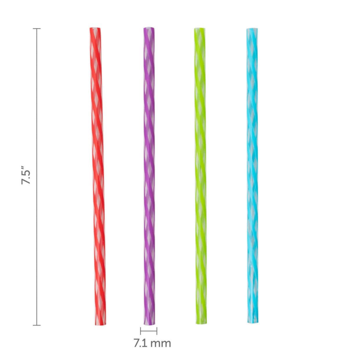 slide 3 of 17, Kolorae Striped Reusable Plastic Straws, 24 ct