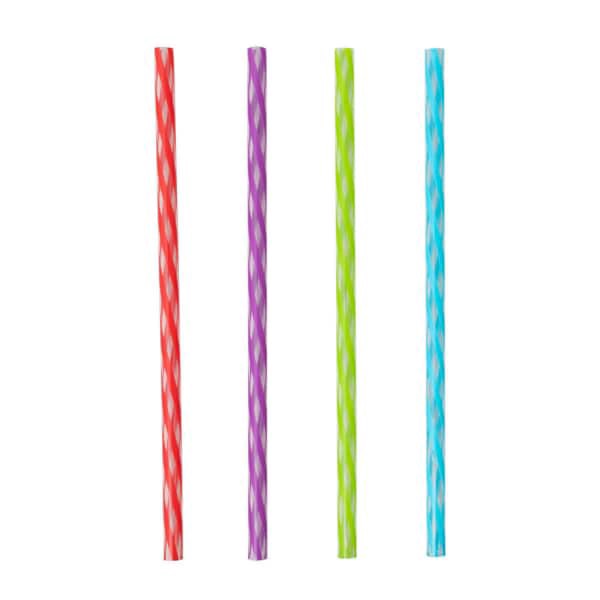 slide 17 of 17, Kolorae Striped Reusable Plastic Straws, 24 ct