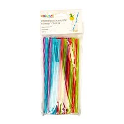 Kolorae Striped Reusable Plastic Straws