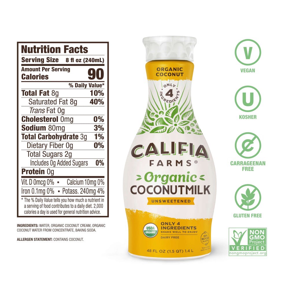 slide 3 of 6, Califia Farms Coconut Milk Organic - 48 oz, 48 oz