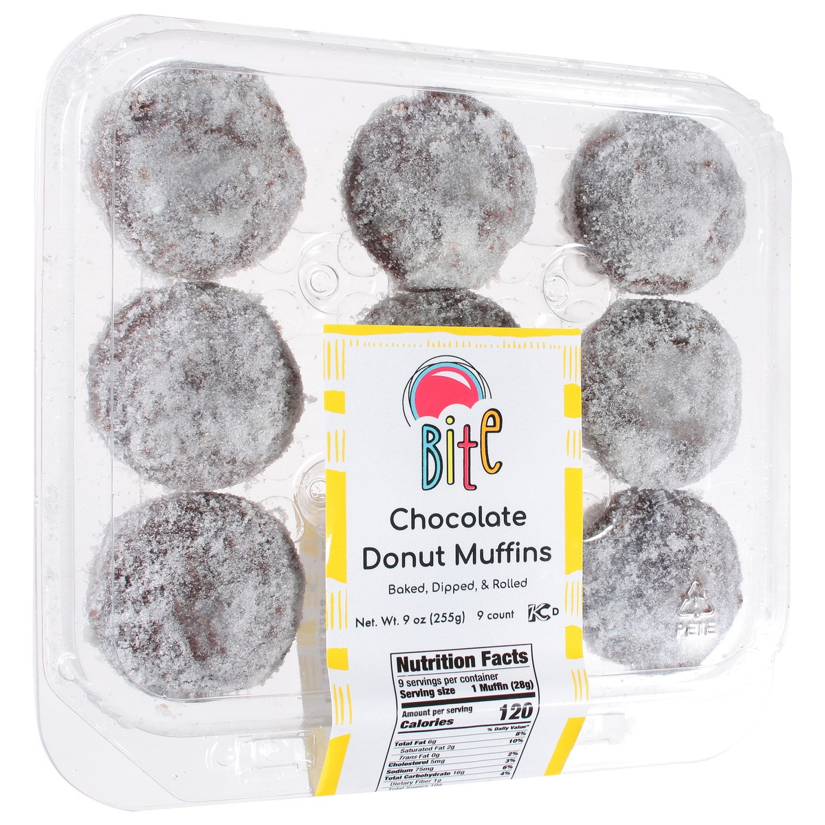 slide 3 of 9, One Bite Chocolate Donut Muffins, 9 oz