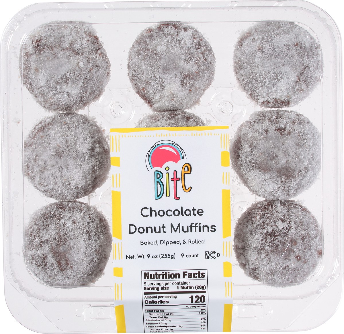 slide 5 of 9, One Bite Chocolate Donut Muffins, 9 oz