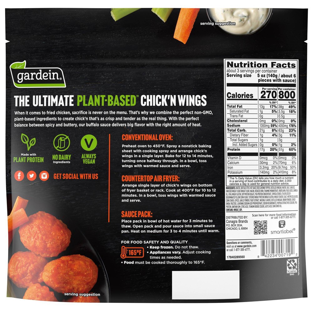 slide 5 of 7, Gardein Ultimate Buffalo Plant-Based Chick'n Wings 14.8 oz, 14.8 oz