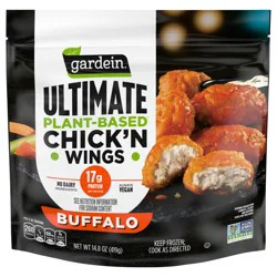 Gardein Ultimate Plant-Based Buffalo Chick'n Wings, Vegan, Frozen Meat Alternative, 14.8 oz.