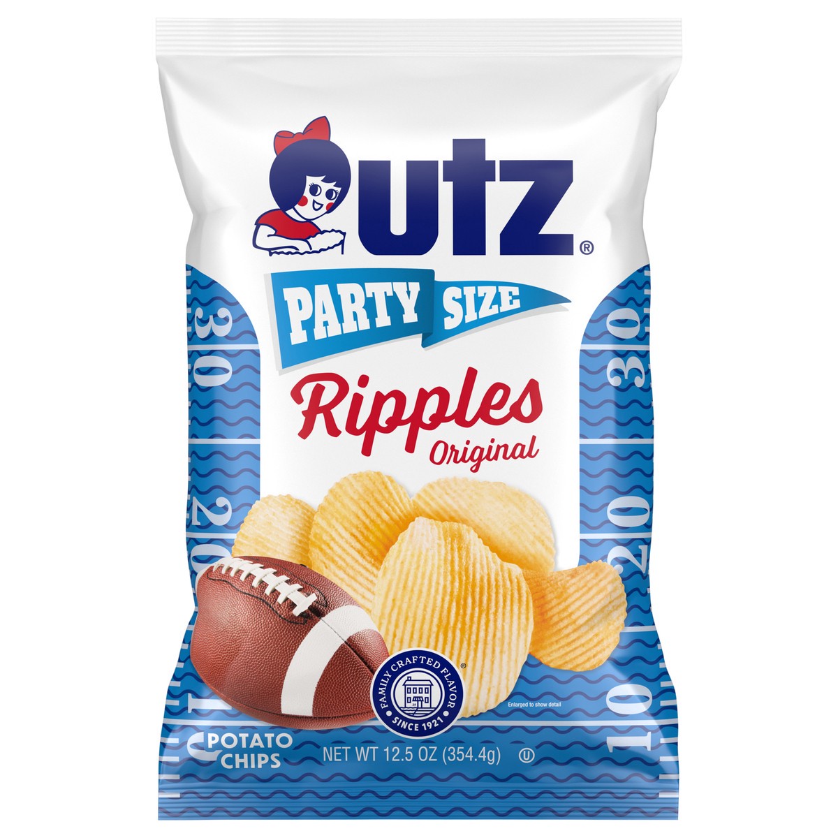 slide 1 of 12, Utz Ripples Original Potato Chips, Gluten-Free, 12.5 oz Party Size Bag, 12.5 oz