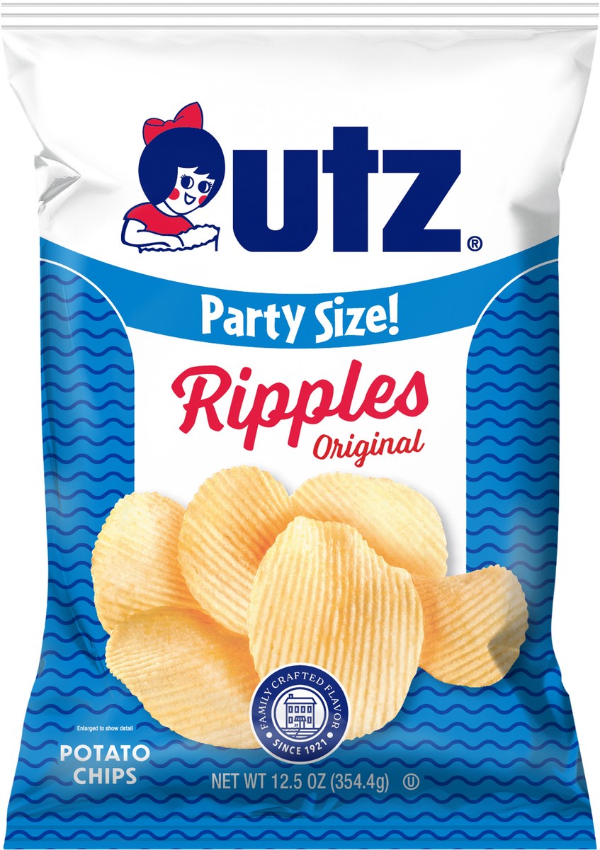 slide 6 of 12, Utz Ripples Original Potato Chips, Gluten-Free, 12.5 oz Party Size Bag, 12.5 oz