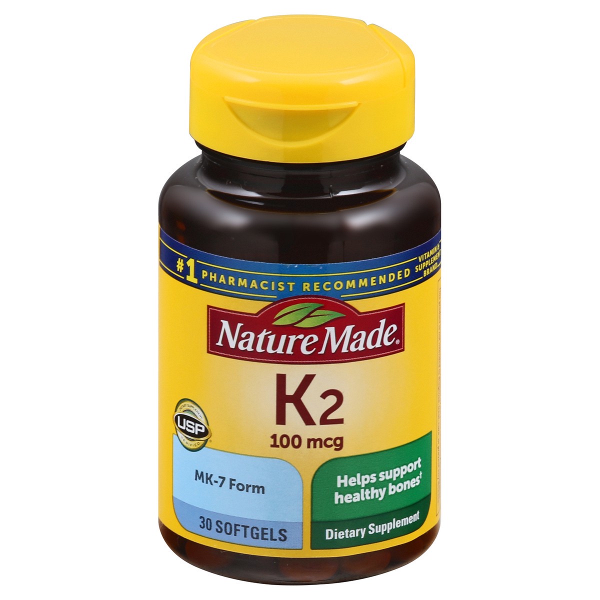 slide 1 of 1, Nature Made Vitamin K2 100 mcg, Healthy Bone Supplements, 30 Softgels, 30 Day Supply, 30 ct