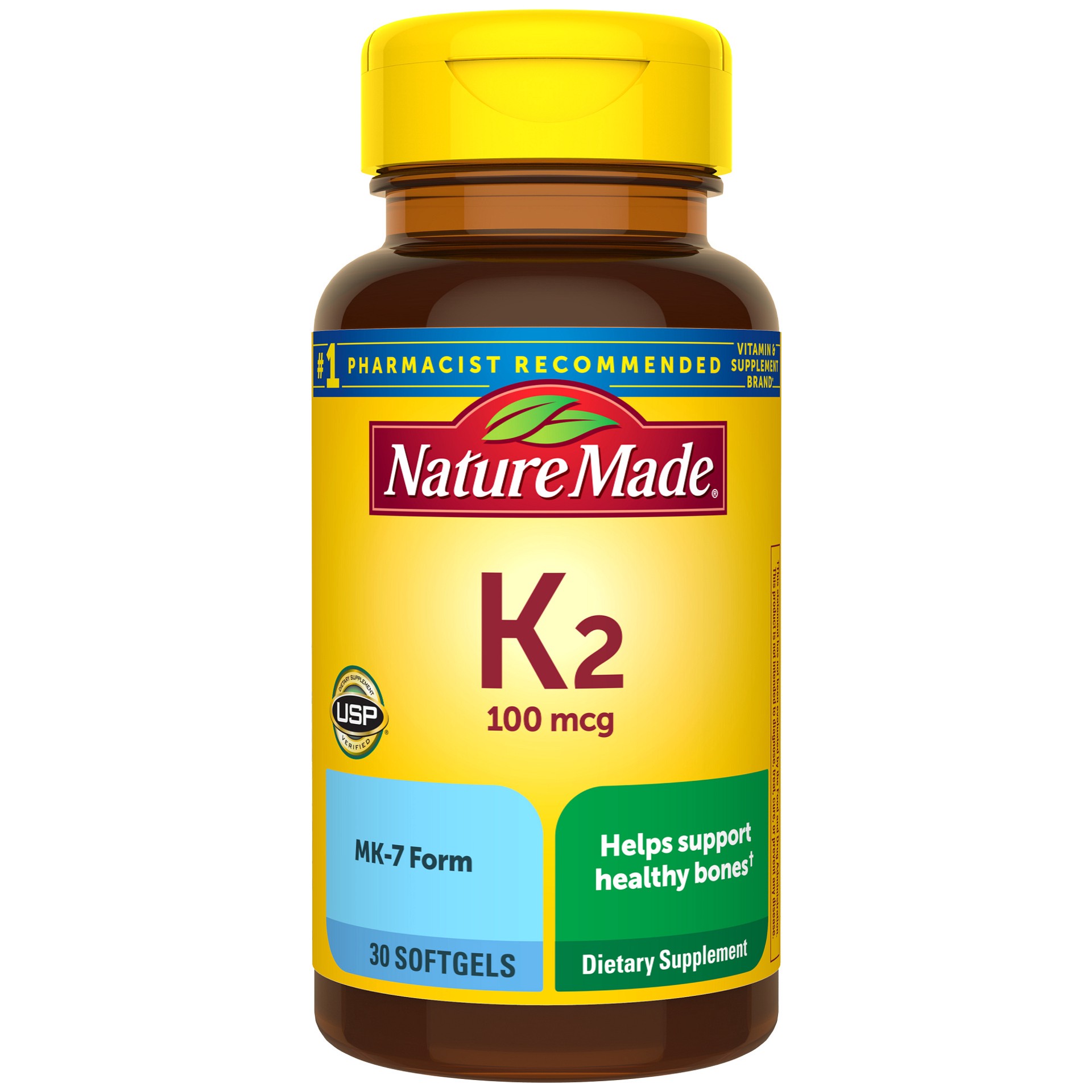 slide 1 of 4, Nature Made Vitamin K2 100 mcg, Healthy Bone Supplements, 30 Softgels, 30 Day Supply, 30 ct