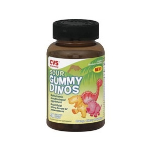 slide 1 of 1, CVS Pharmacy Sour Gummy Dinos Multivitamins Assorted Flavors, 60 ct