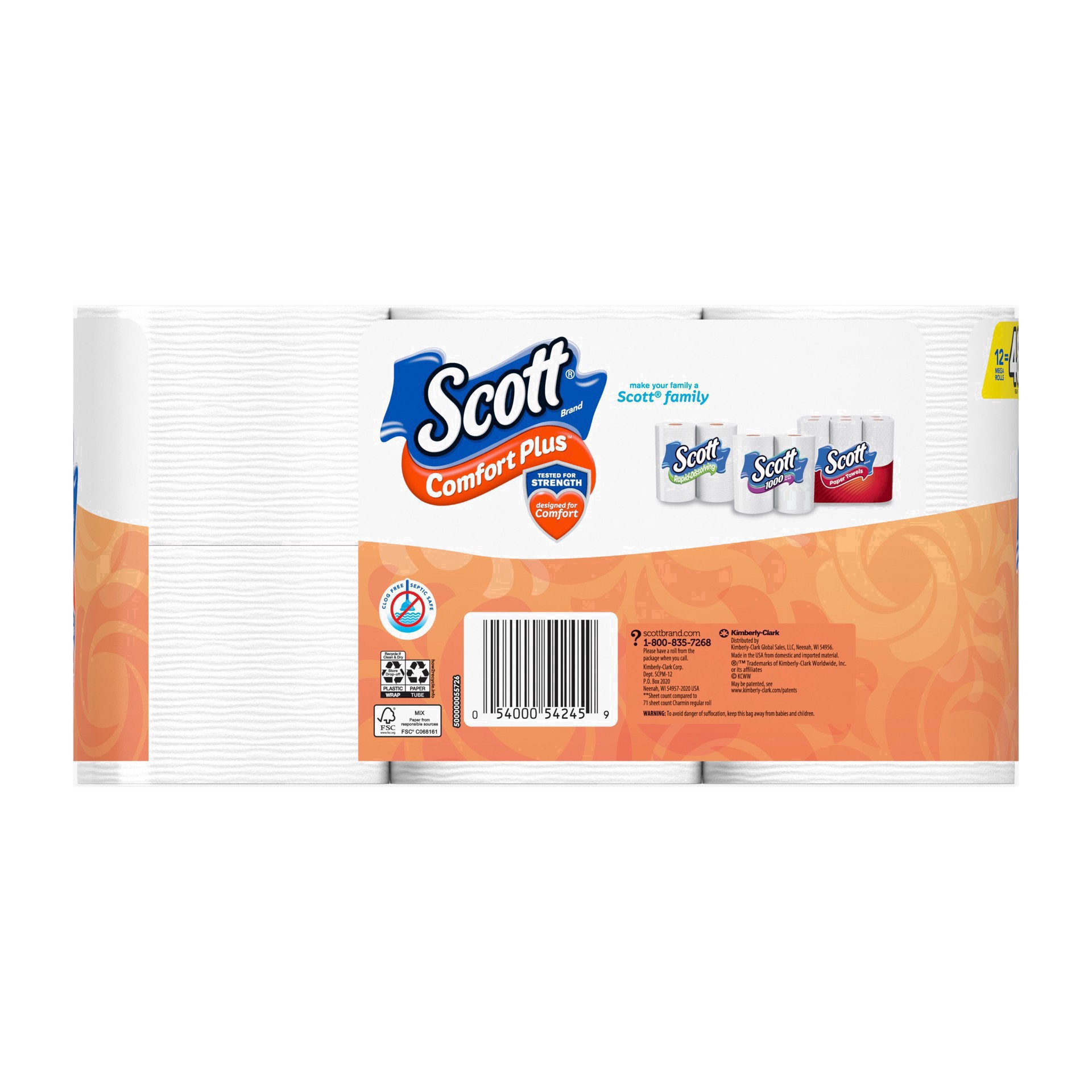 slide 61 of 111, Scott Comfort Plus One-Ply Mega Rolls Unscented Bathroom Tissue 12 ea, 12 ct