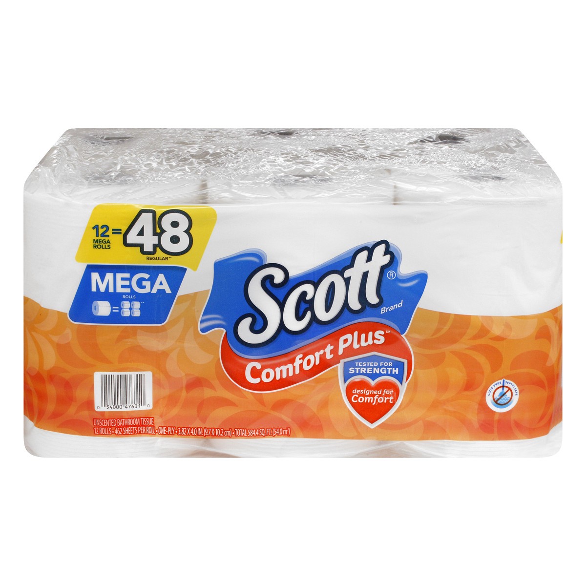 slide 1 of 111, Scott Comfort Plus One-Ply Mega Rolls Unscented Bathroom Tissue 12 ea, 12 ct