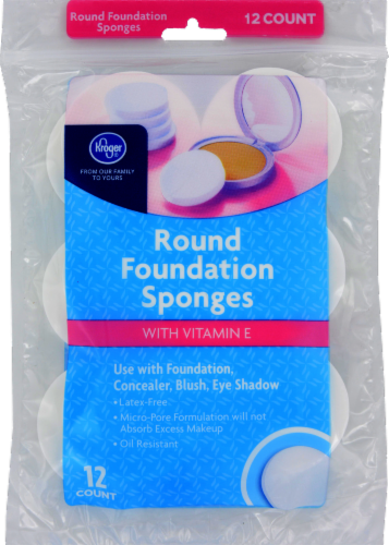 slide 1 of 1, Kroger Round Foundation Sponges, 12 ct