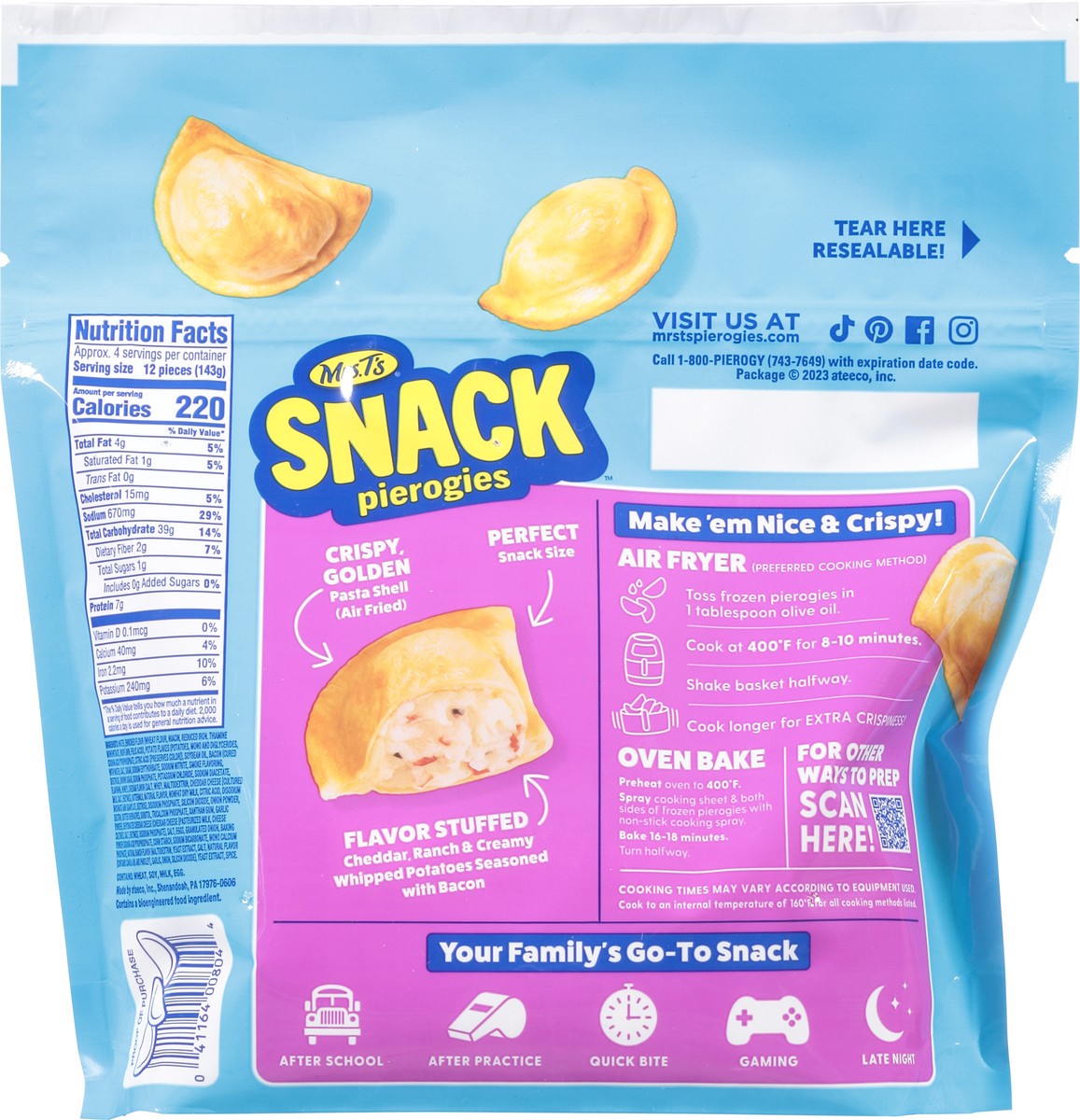 slide 8 of 13, Mrs. T's Snack Cheddar Ranch Seasoned with Bacon Pierogies Mini 50 ea, 50 ct