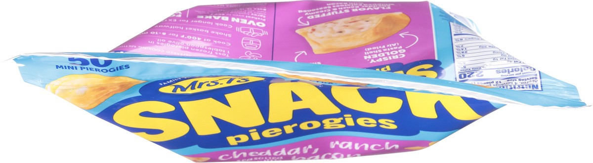 slide 12 of 13, Mrs. T's Snack Cheddar Ranch Seasoned with Bacon Pierogies Mini 50 ea, 50 ct