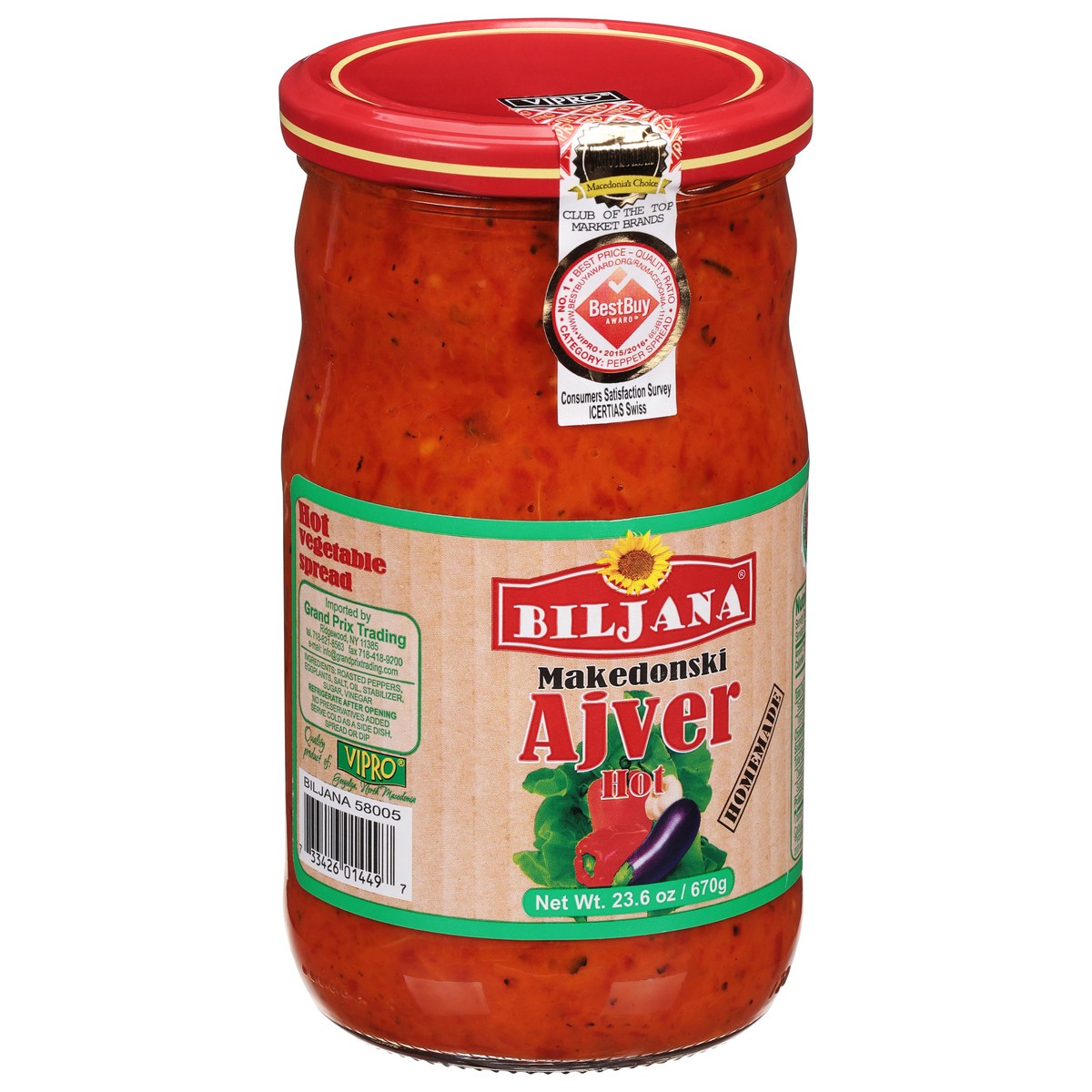 slide 4 of 9, Biljana Makedonski Hot Vegetable Spread 23.6 oz, 23.60 oz