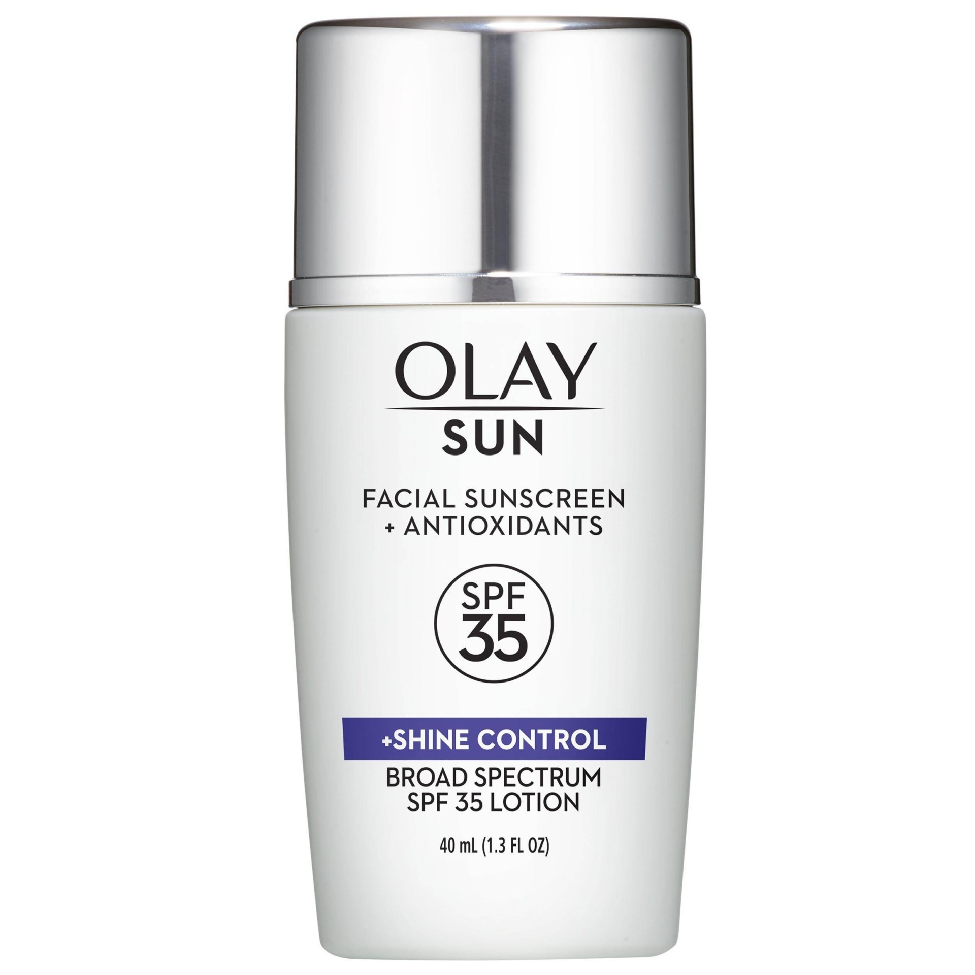 slide 1 of 1, Olay Sun Face Sunscreen Serum And Shine Control SPF 35, 1.3 fl oz