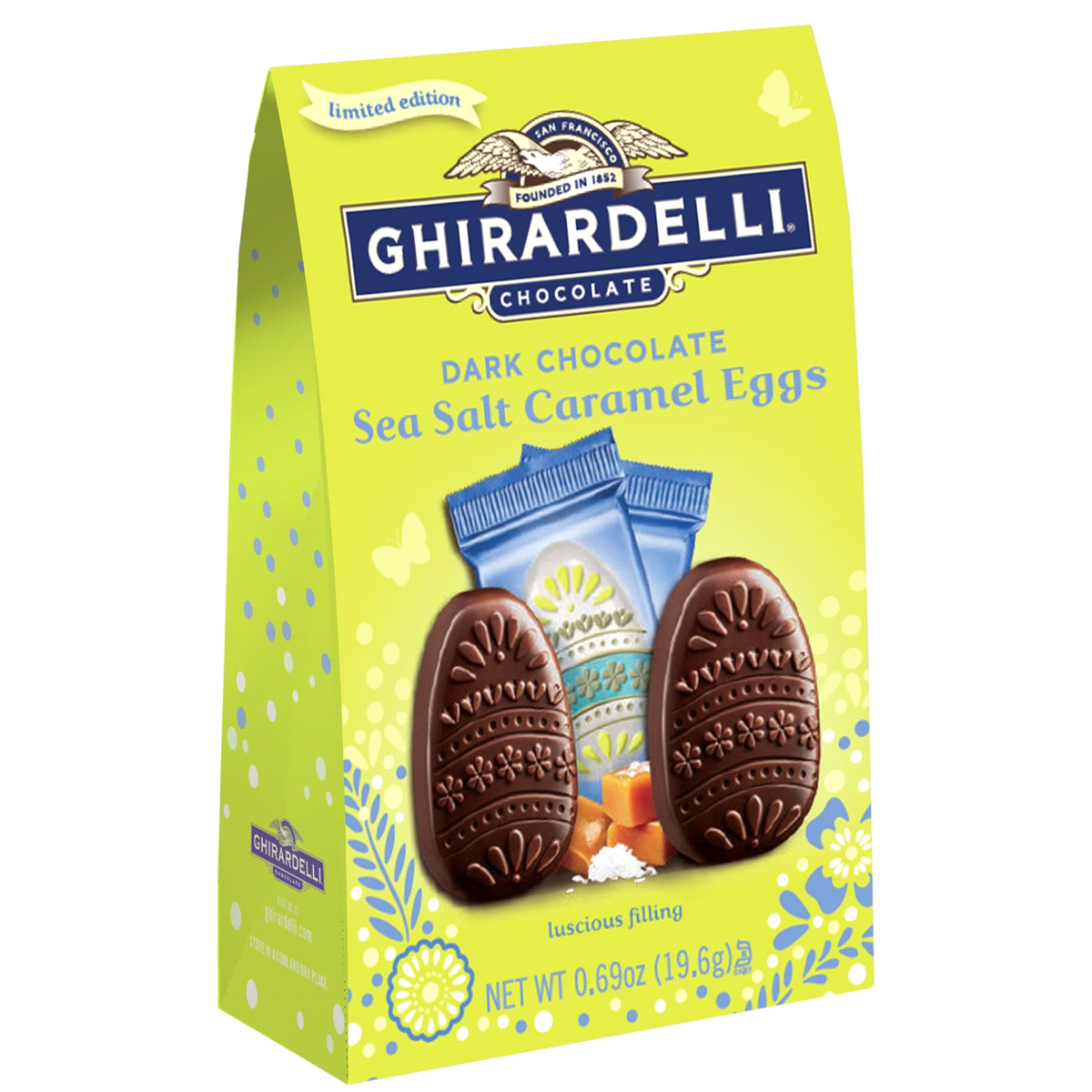 slide 1 of 1, Ghirardelli Chocolate Dark Chocolate Sea Salt Caramel Eggs, 0.69 oz