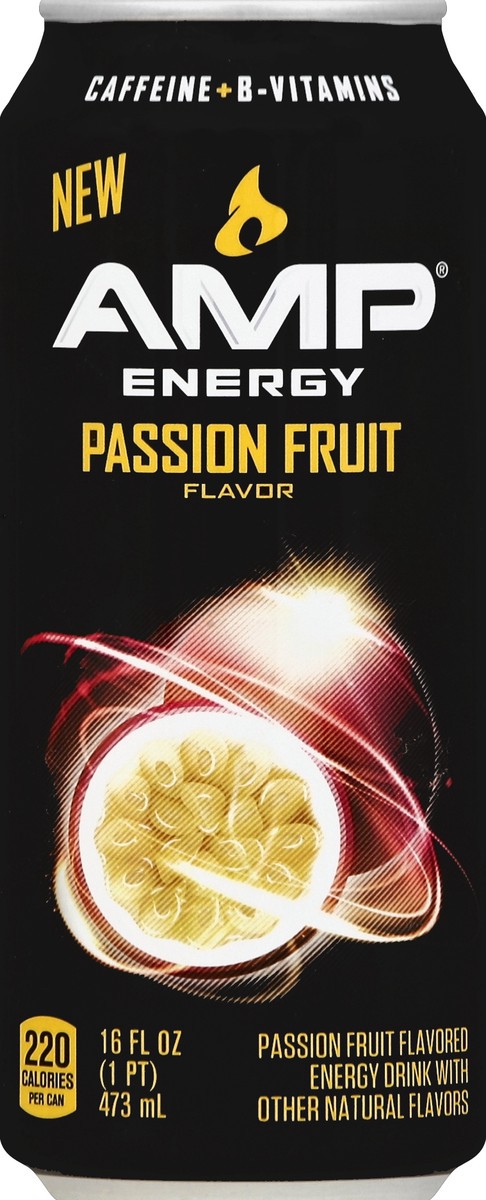 slide 4 of 4, AMP Passion Fruit Energy Drink 16 Fluid Ounce Aluminum Can - 16 oz, 16 oz