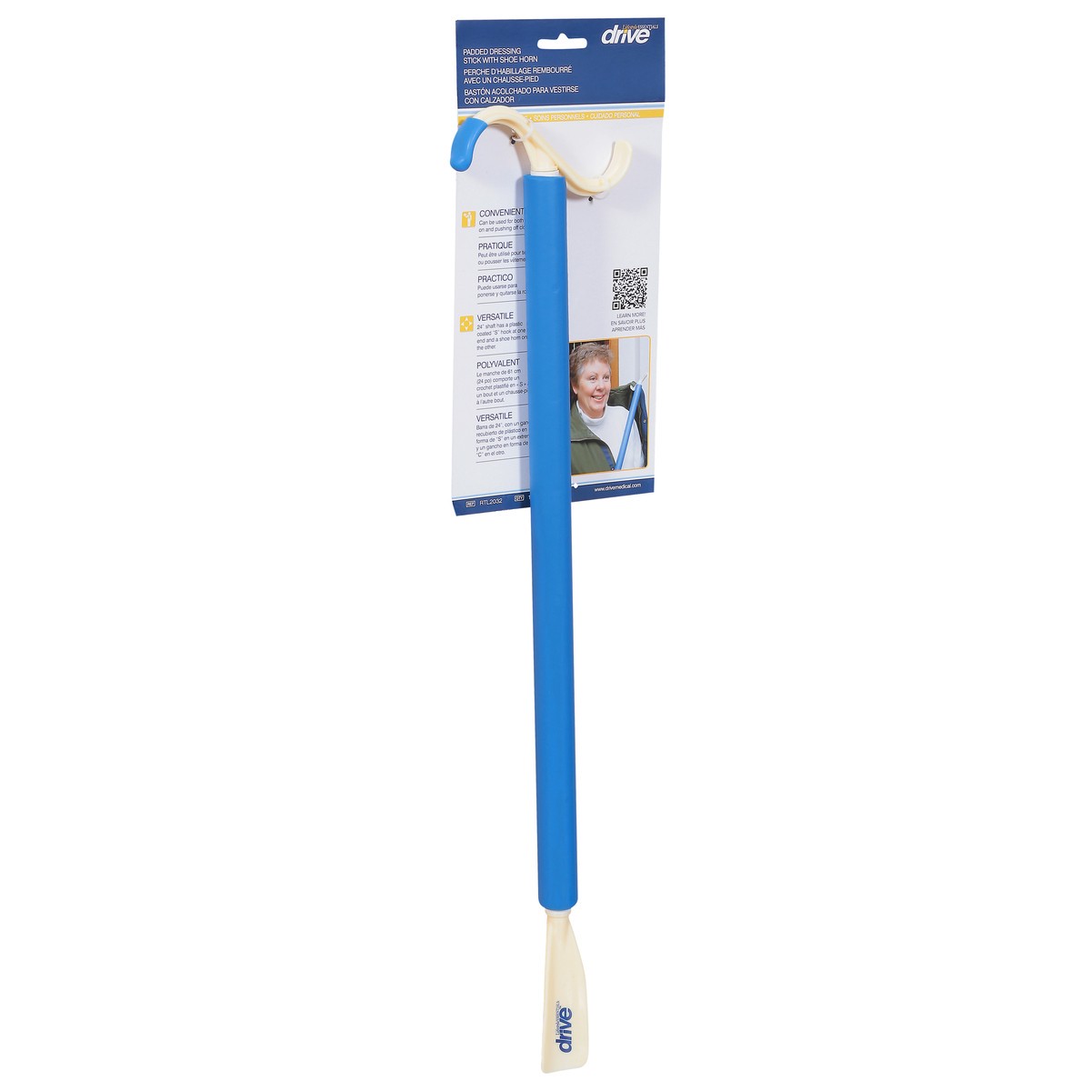 slide 5 of 9, Drive Padded Dressing Stick with Shoe Horn 1 ea, 1 ct