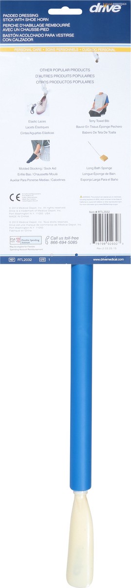 slide 3 of 9, Drive Padded Dressing Stick with Shoe Horn 1 ea, 1 ct