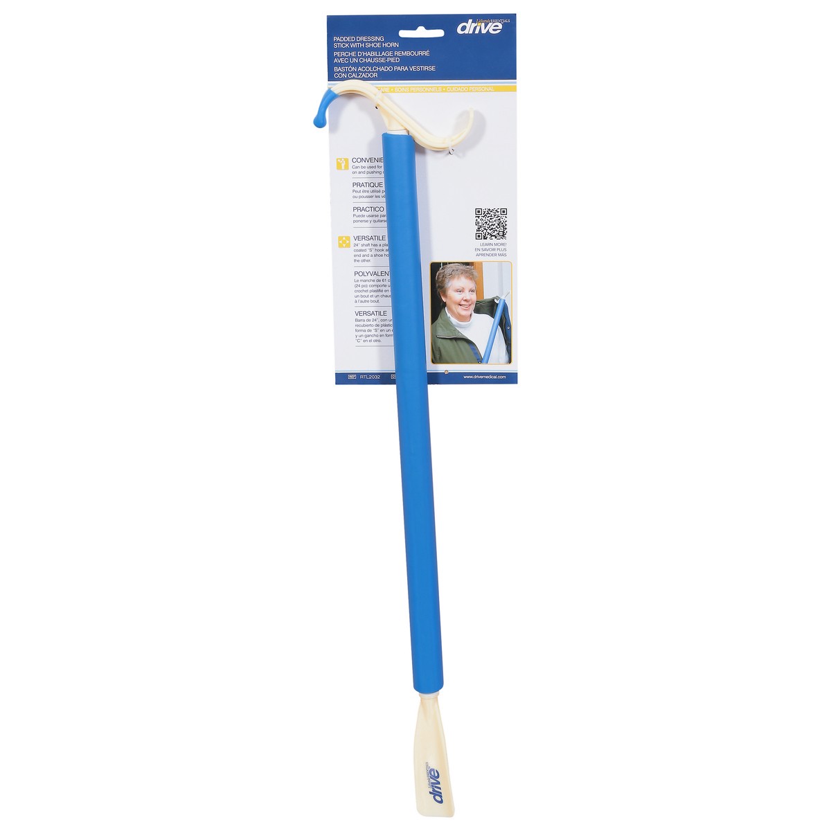 slide 2 of 9, Drive Padded Dressing Stick with Shoe Horn 1 ea, 1 ct